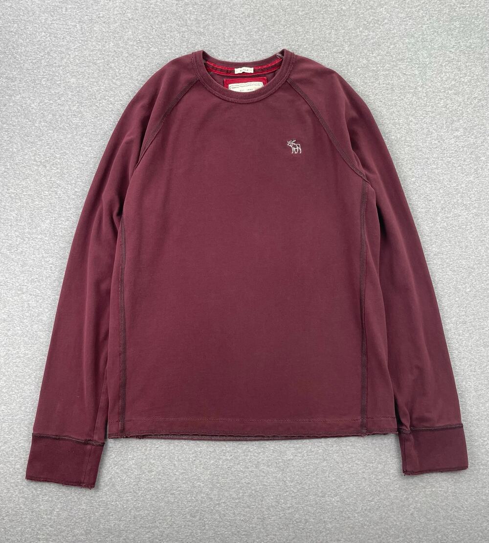 VTG y2k Abercrombie & Fitch Long Sleeve Shirt Mens XL Burgundy Red Muscle Fit